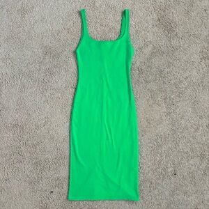 Neon Green Bodycon Midi Dress Zara Size S